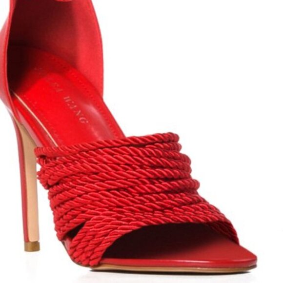AZALEA WANG " TOTALLY KNOTTED UP"  RED KNOTTED SANDAL (BRAND NEW!!) - Picture 3 of 5